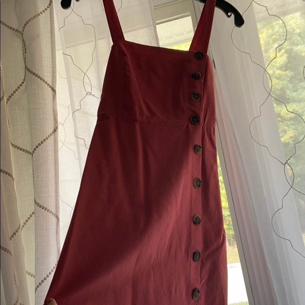 Louetta Rust Red Button-Down Mini Dress - image 7